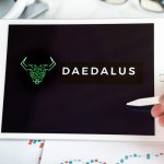 The Daedalus crypto wallet is open on the tablet screen.