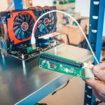 Assembling a mining rig with a riser